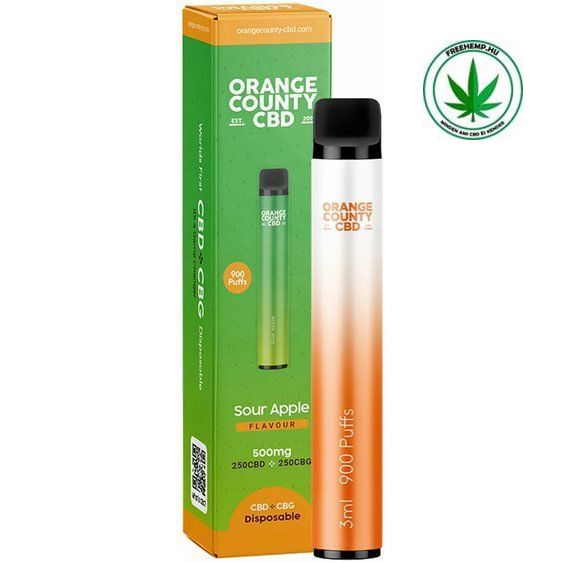 CBD Vape Pen Apfel Geschmack, 250 mg CBD + 250 mg CBG, 3 ml