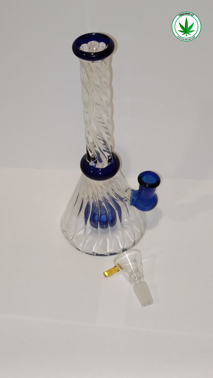 Bong Glas gedrehter Hals 21cm