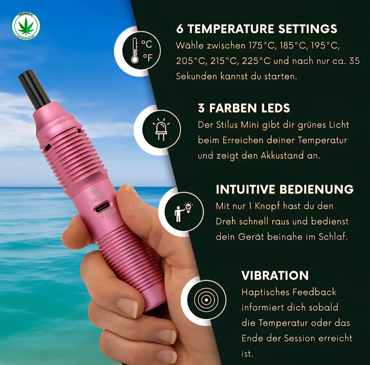 Hizen Stilus Mini „Pink Horizon“ Kompakter Vaporizer Hizen Stilus Mini „Pink Horizon“ Kompakter Vaporizer
