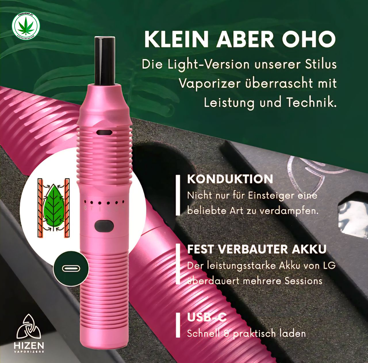 Hizen Stilus Mini „Pink Horizon“ Kompakter Vaporizer Hizen Stilus Mini „Pink Horizon“ Kompakter Vaporizer