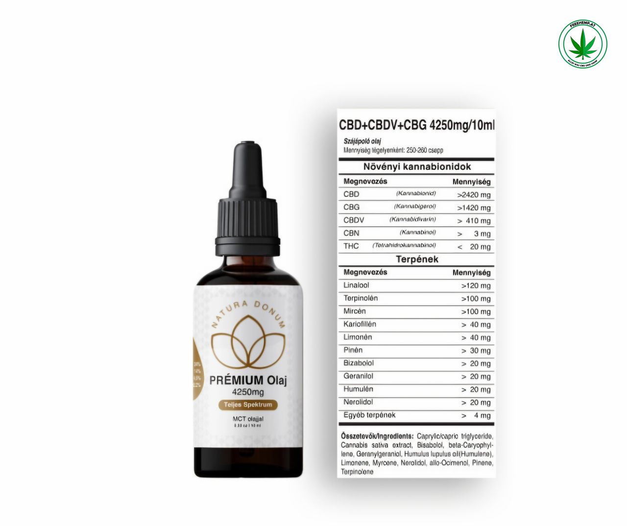 Premium CBD Öl 42,5% – 4250 mg – Vollspektrum | Natura Donum